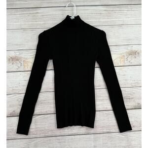Title Nine Synergy Turtleneck Sweater Womens XS Black Rib Knit Long Sleeve